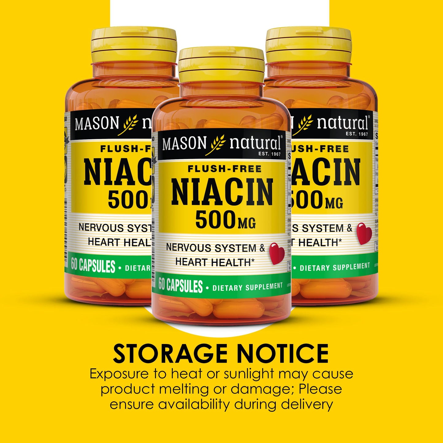 Mason Natural Niacin 500 mg Flush-Free Capsules, 180 Count