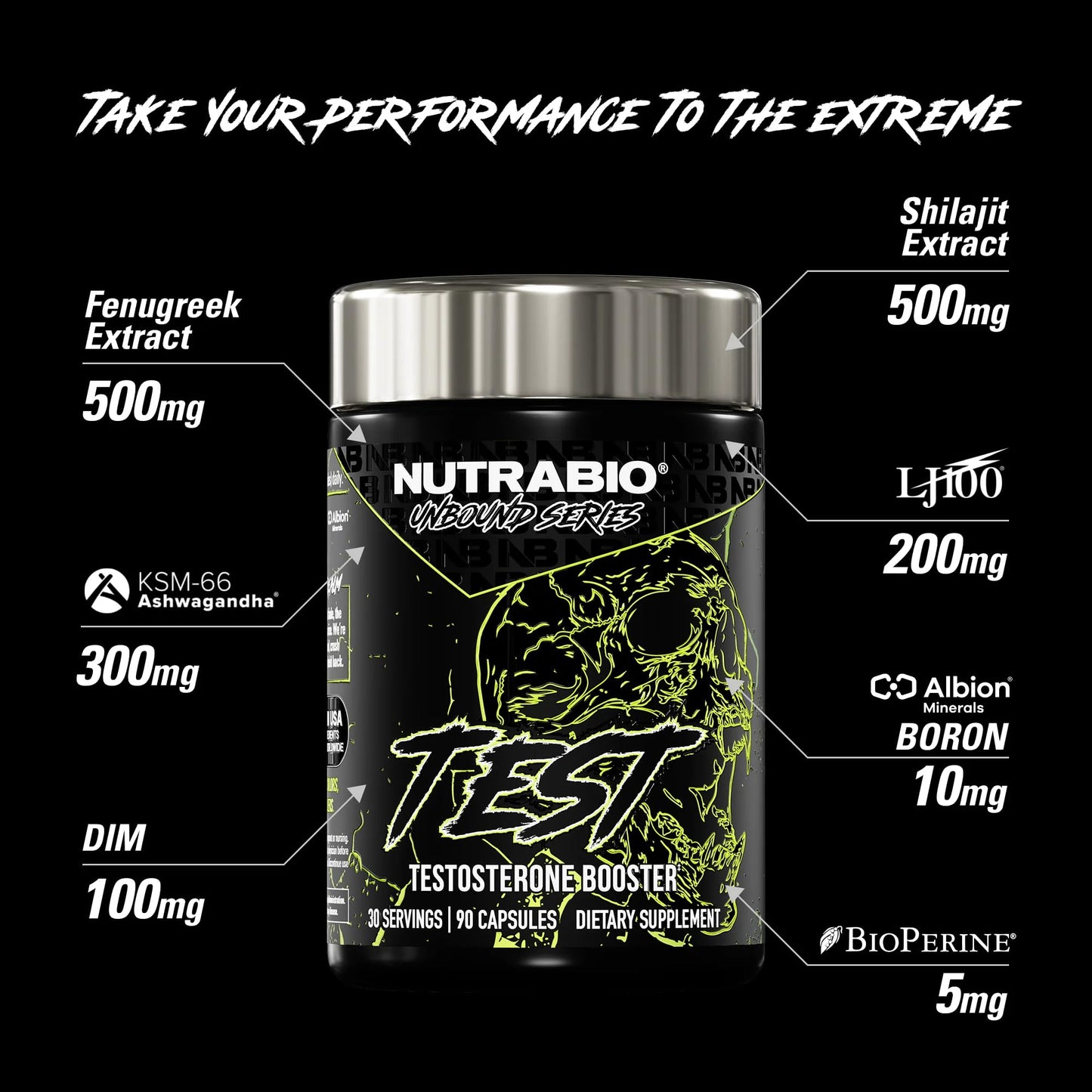 NutraBio Unbound Test Testosterone Booster Capsule, 90 Count