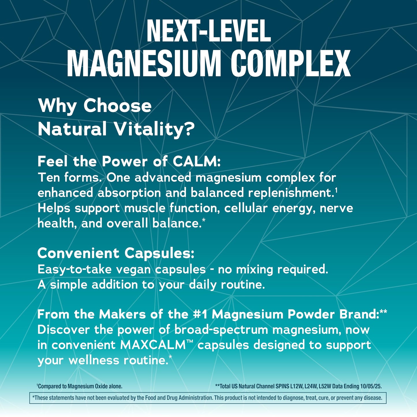 Natural Vitality MaxCalm Magnesium Complex 50 Capsules