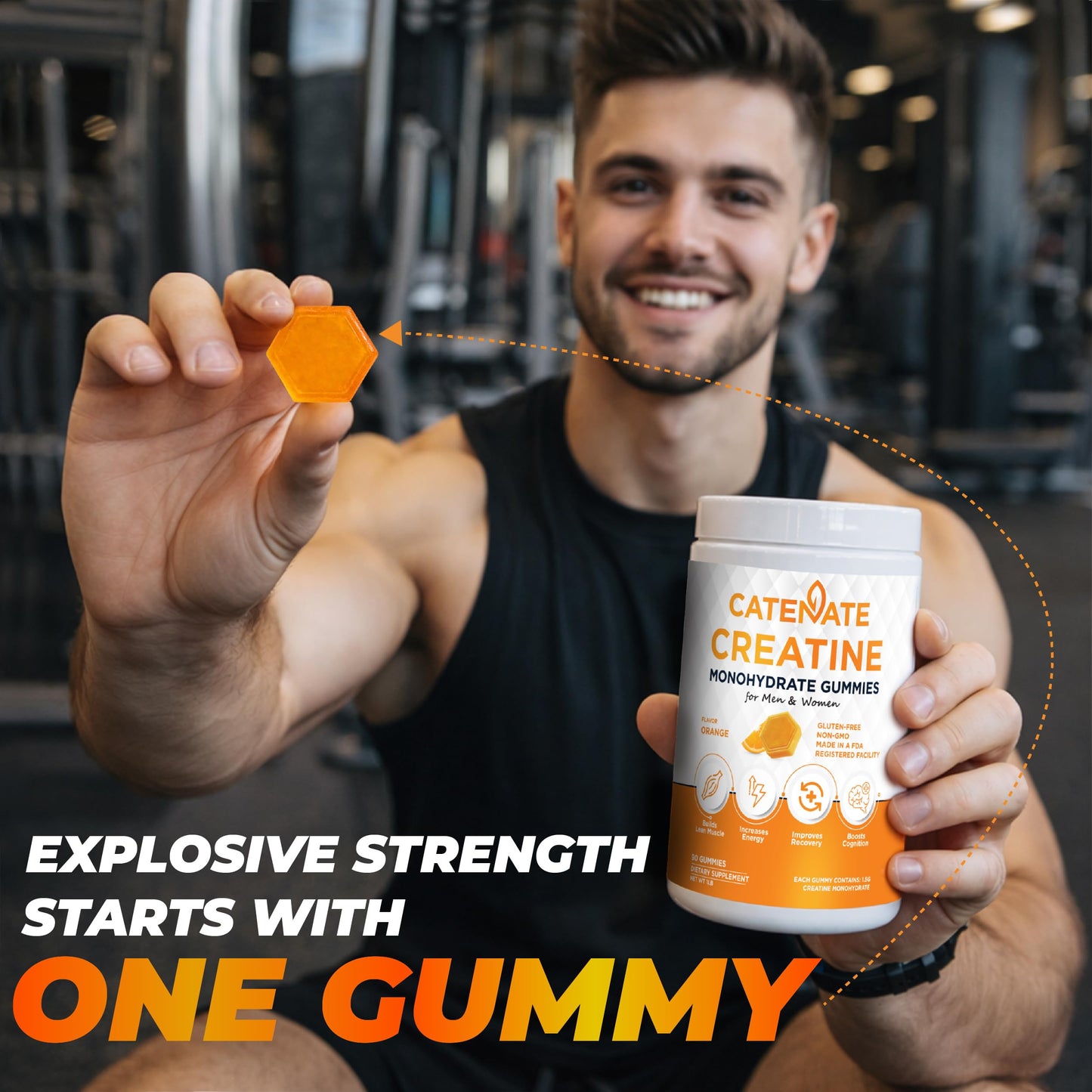 CATENATE Creatine Gummies 4500mg Creatine Monohydrate, 90 Count