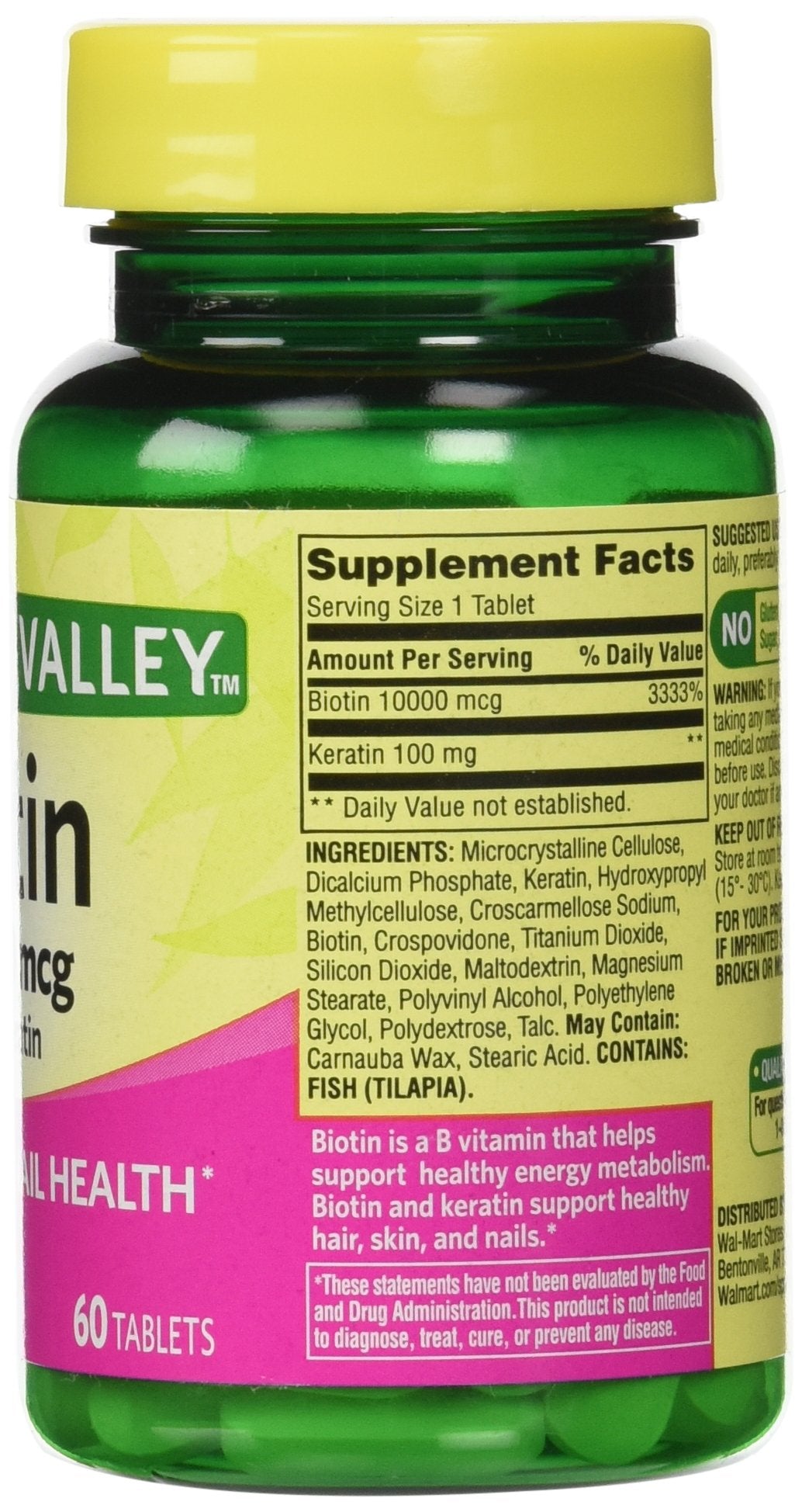 Spring Valley Biotin Dietary Supplement, 60 Tablets