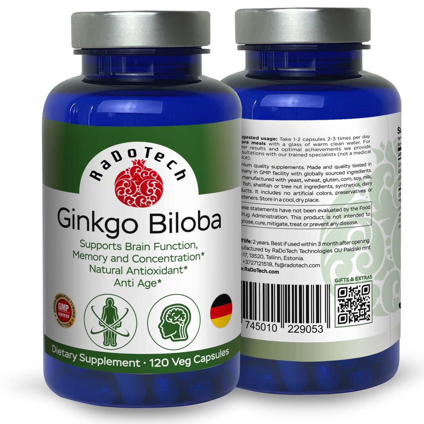 RaDoTech Ginkgo Biloba Capsules 120 Count