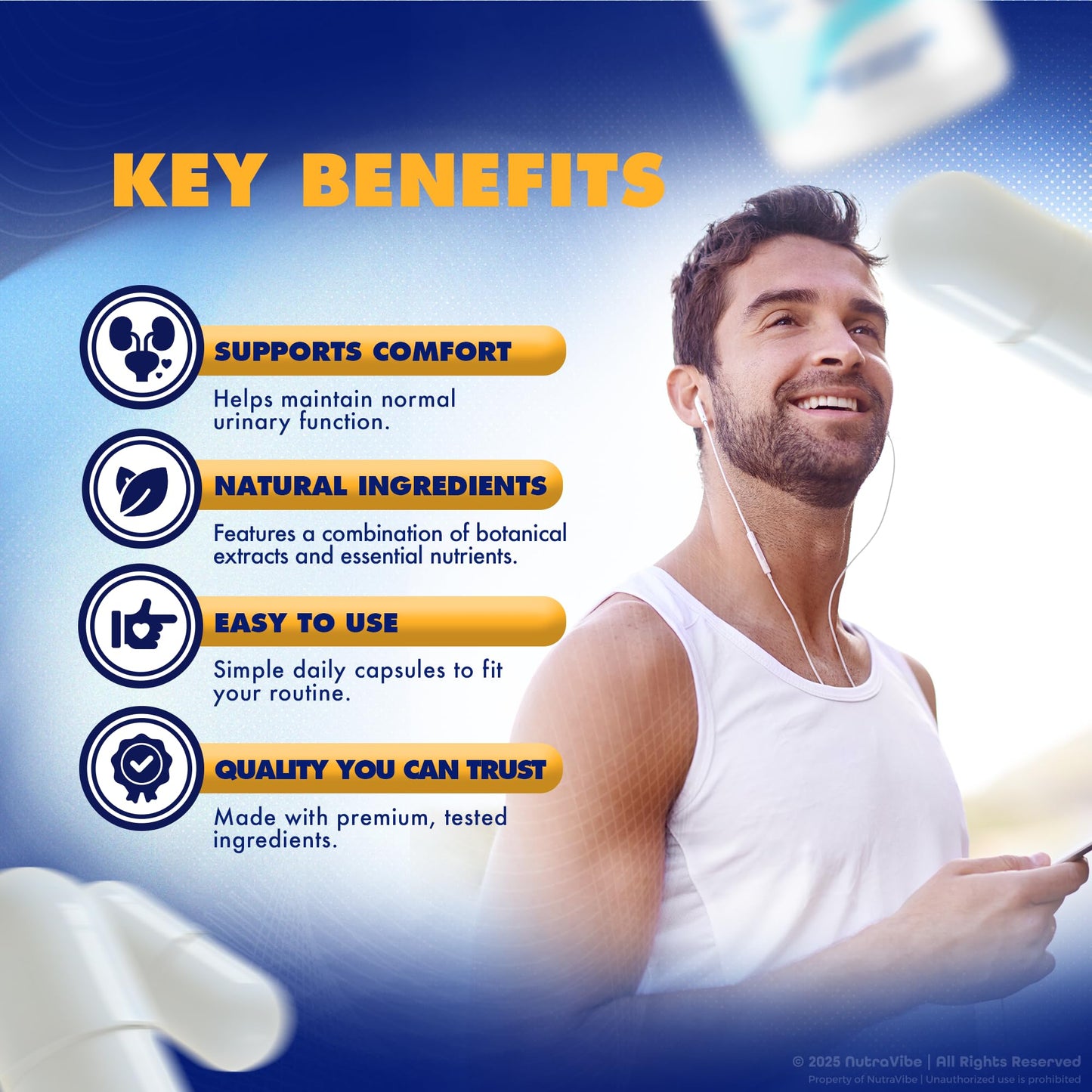 NutraVibe Natural AlphaStream Plus Prostate Support Formula, 180 Capsules