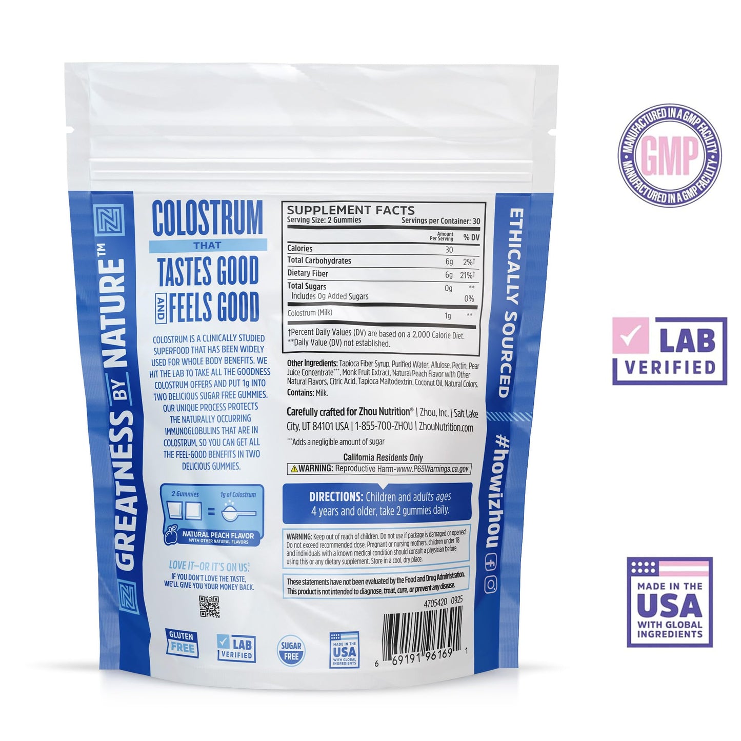 ZHOU Colostrum Gummies 60 Gummies