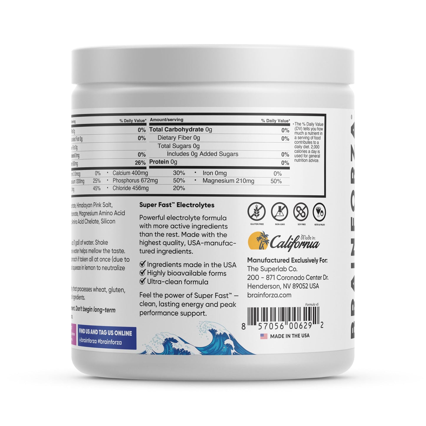 Brain Forza Super Fast Keto Electrolytes for Fasting Powder 8.46 oz