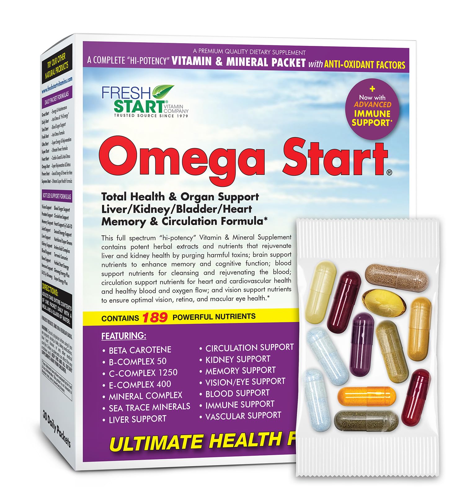 Fresh Start Omega Start All-in-One Daily Vitamin Pack Capsule 30 Count Total Body & Organ Health
