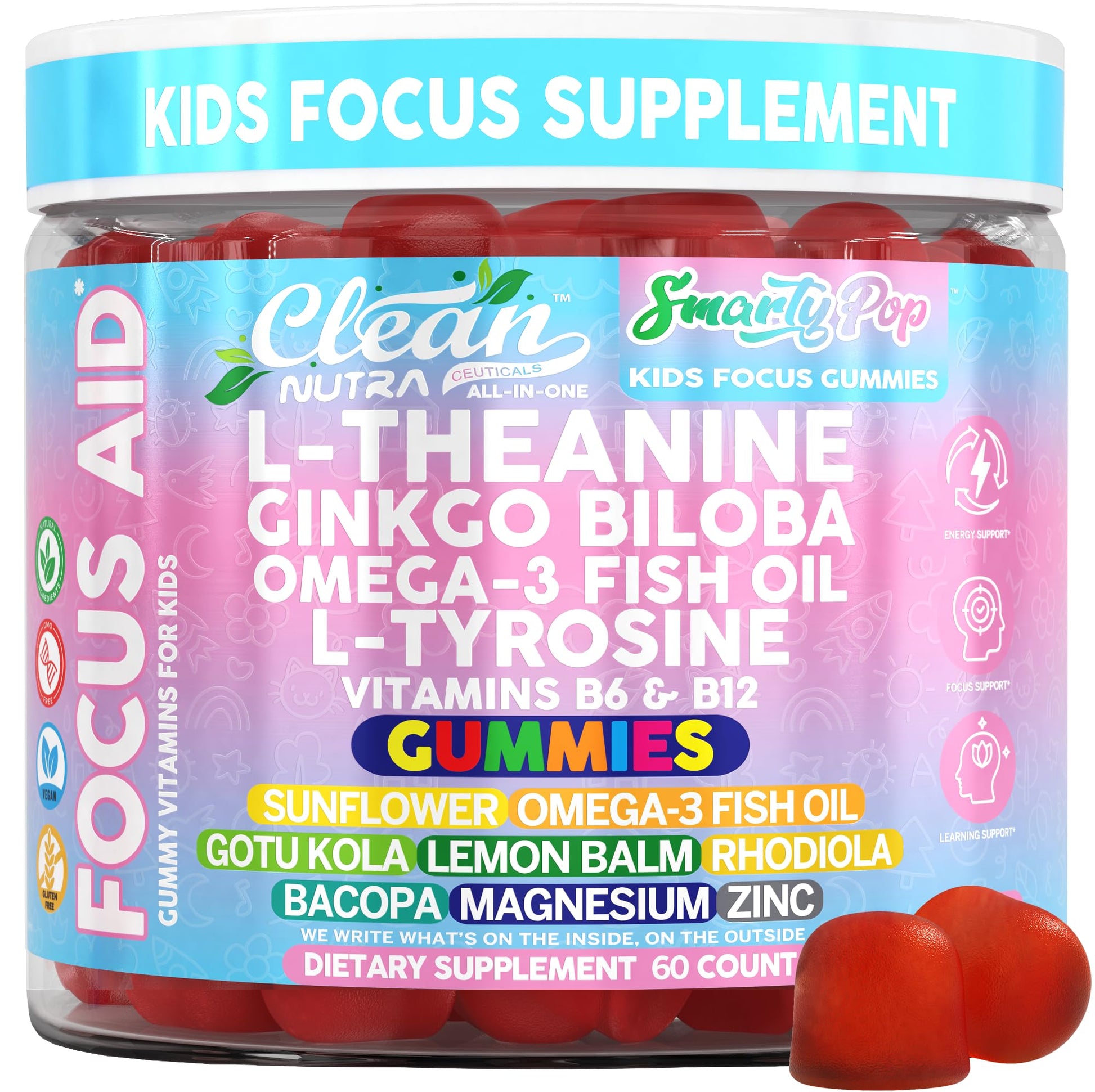 Clean Nutraceuticals Kids Focus Gummies, 60 Count