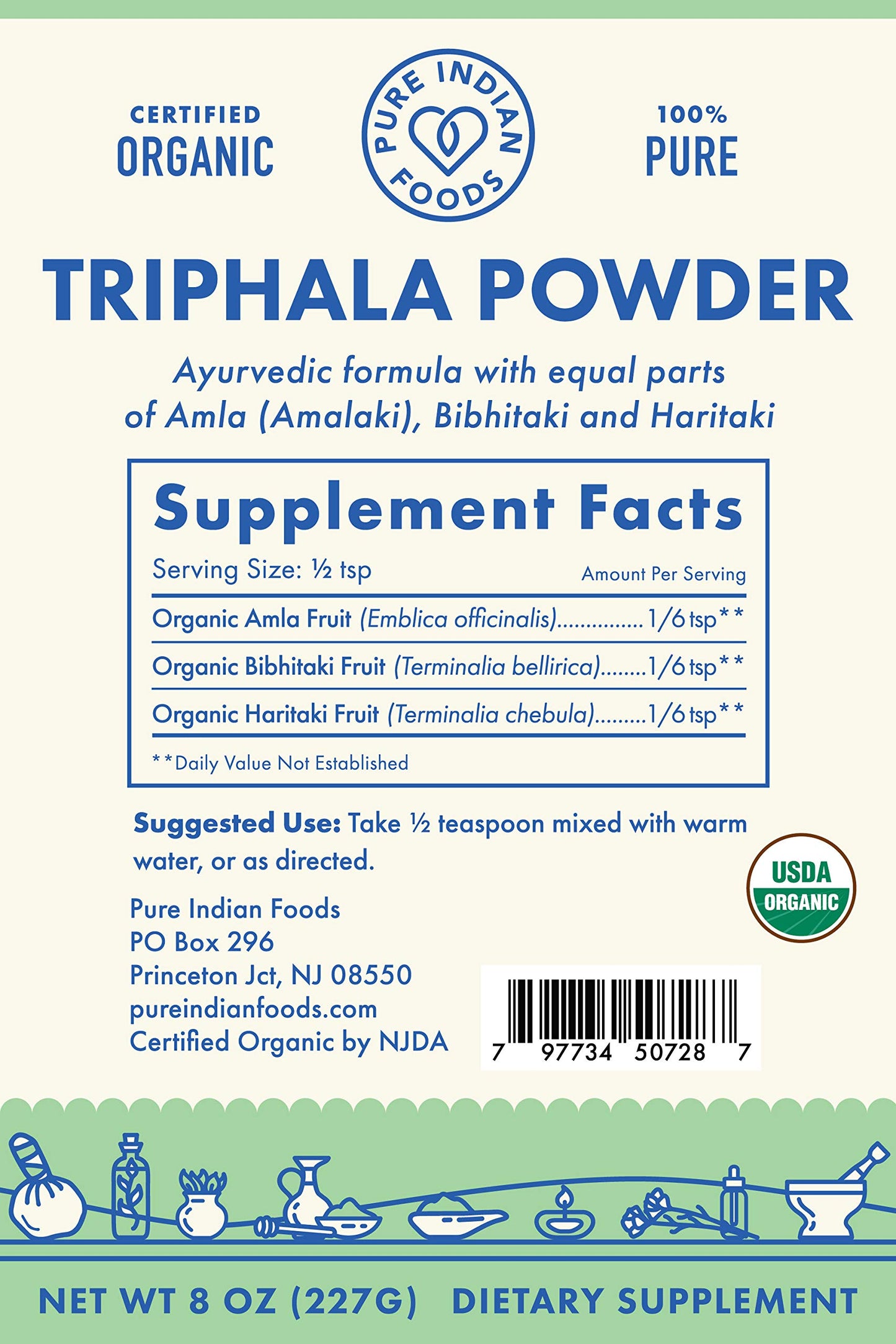 Pure Indian Foods Triphala Powder 8 oz