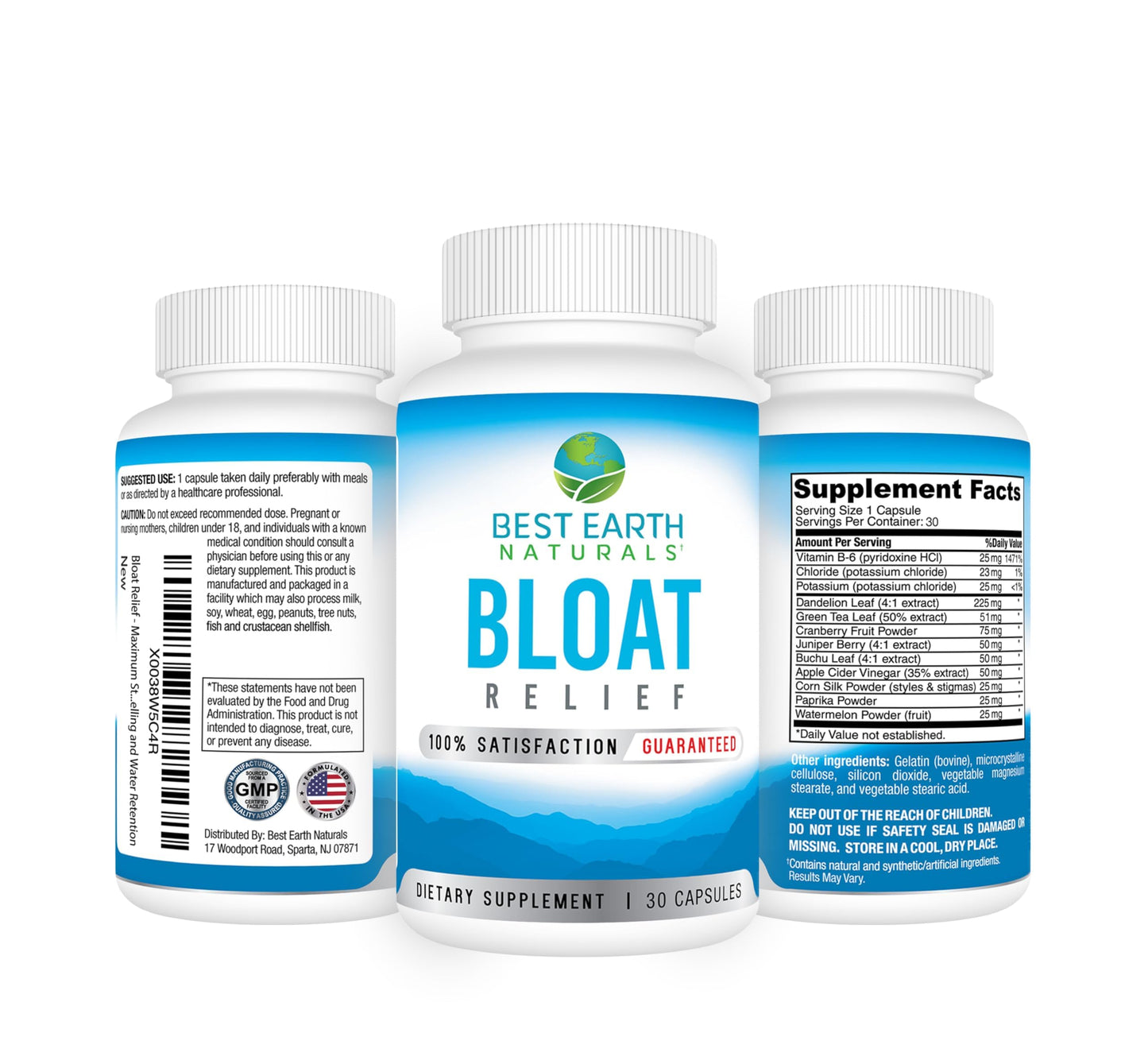 Best Earth Naturals Bloat Relief Water Supplement Capsule 30 Count