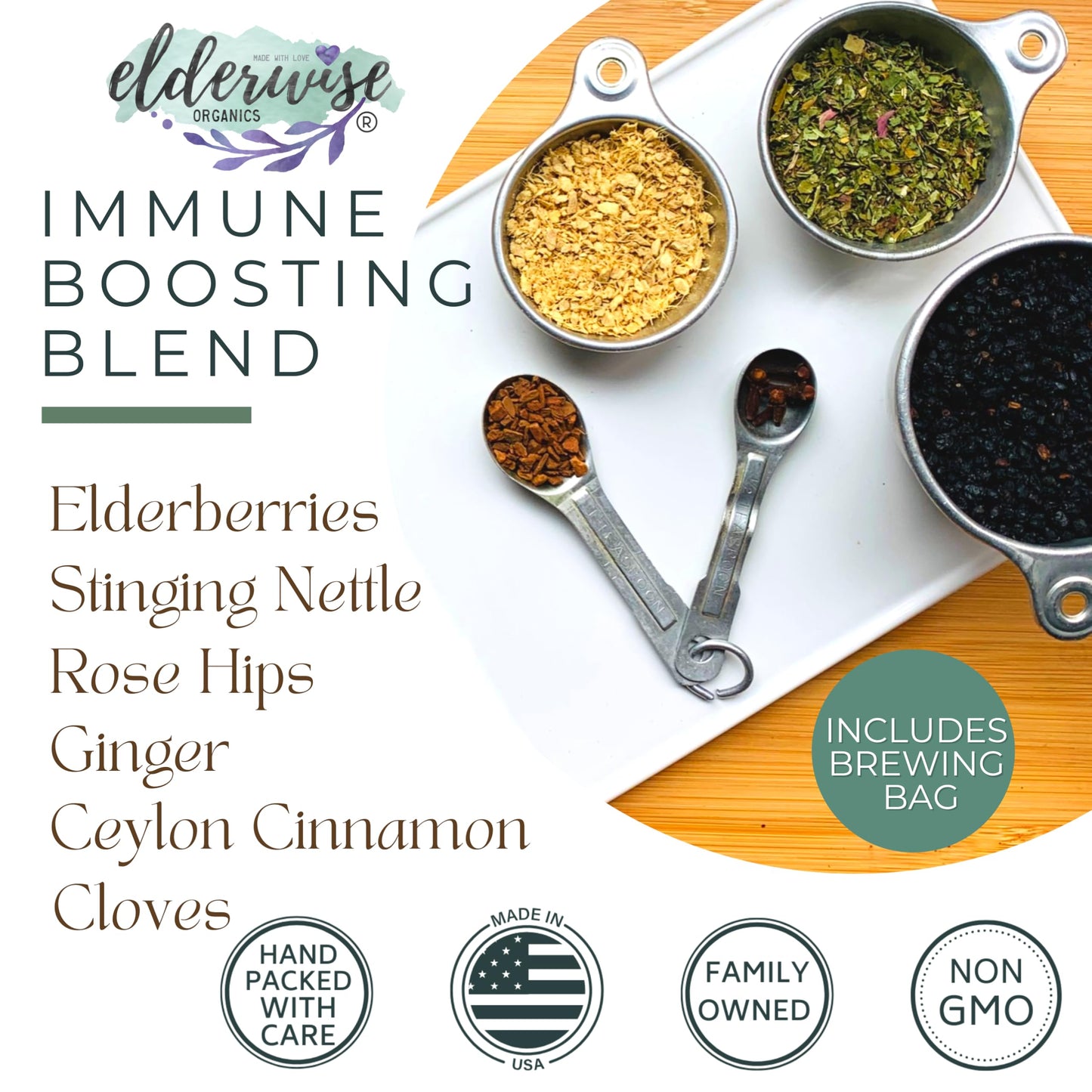 Elderwise Organics Made With Love Elderberry Syrup Kit Powder 3 Ounce