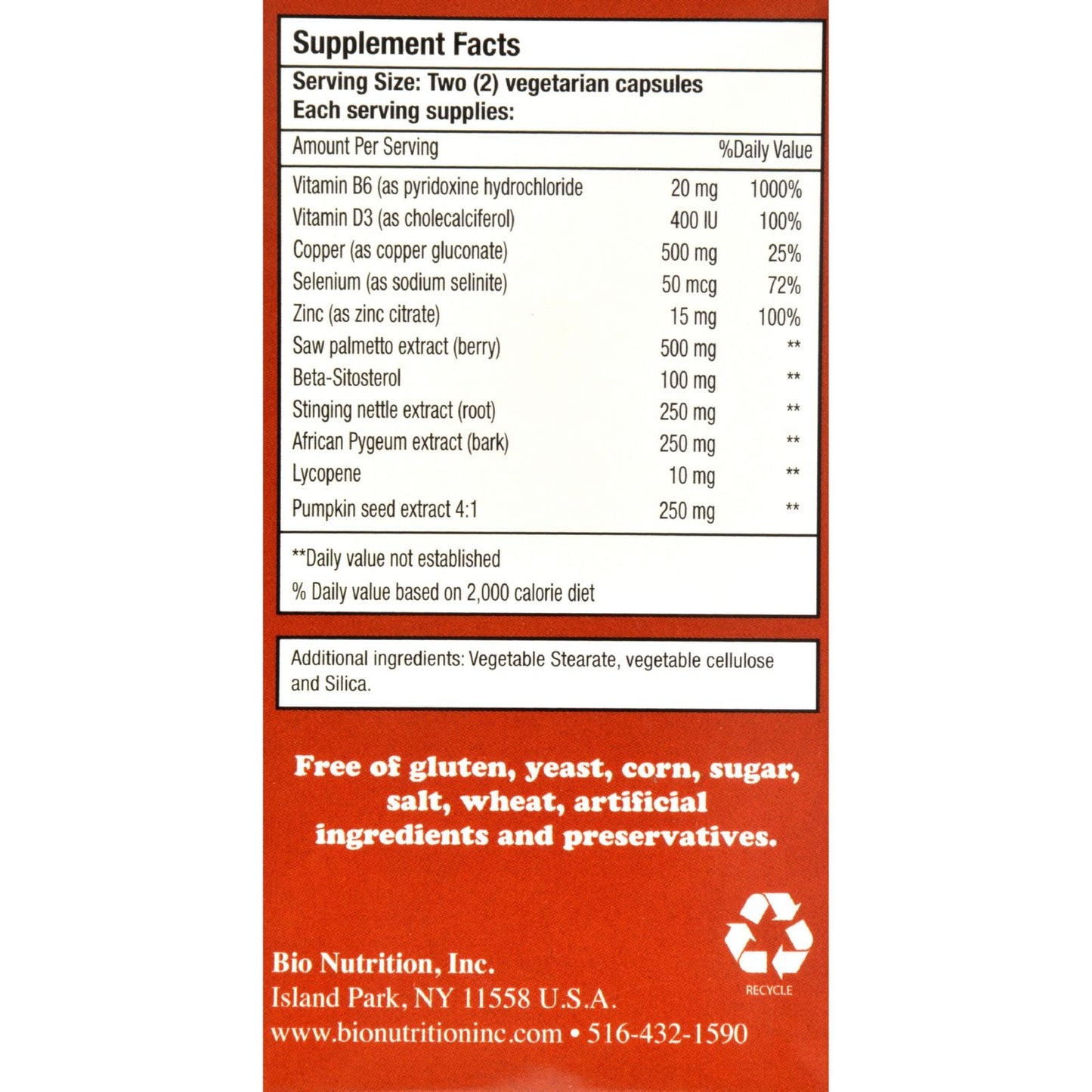 Bio Nutrition Prostate Wellness Bladder Health Capsules 60 Count (Pack of 2)