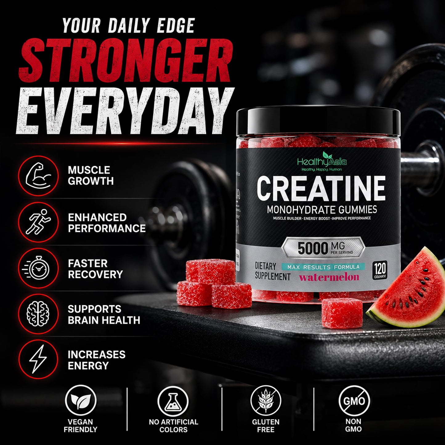 HealthyAsia Creatine Monohydrate Chewable 120 Count