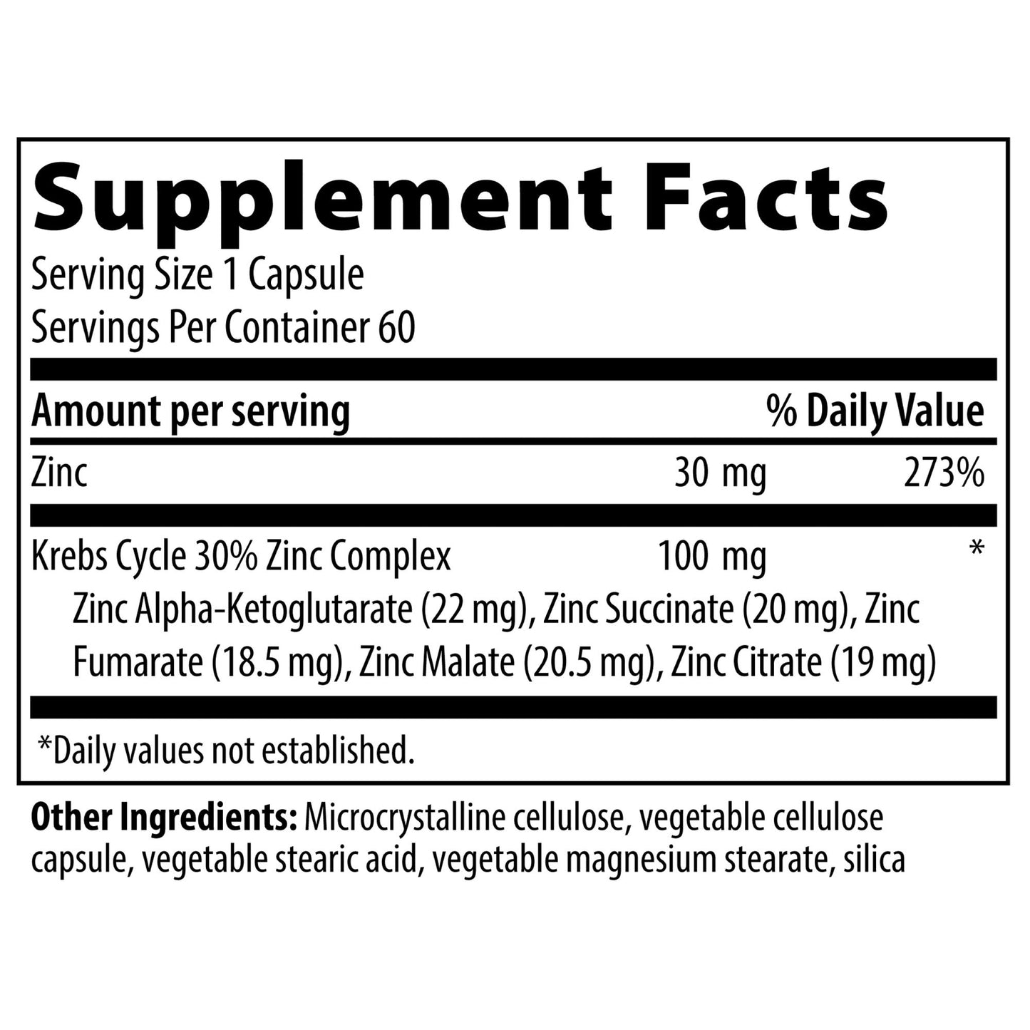 Vibrant Health Krebs Zinc Capsules, 60 Capsules