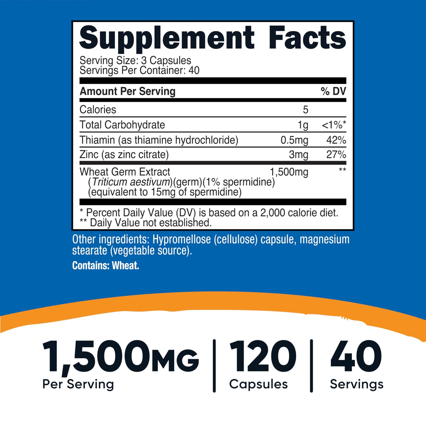 Nutricost Spermidine Wheat Germ Extract Supplement 120 Capsules