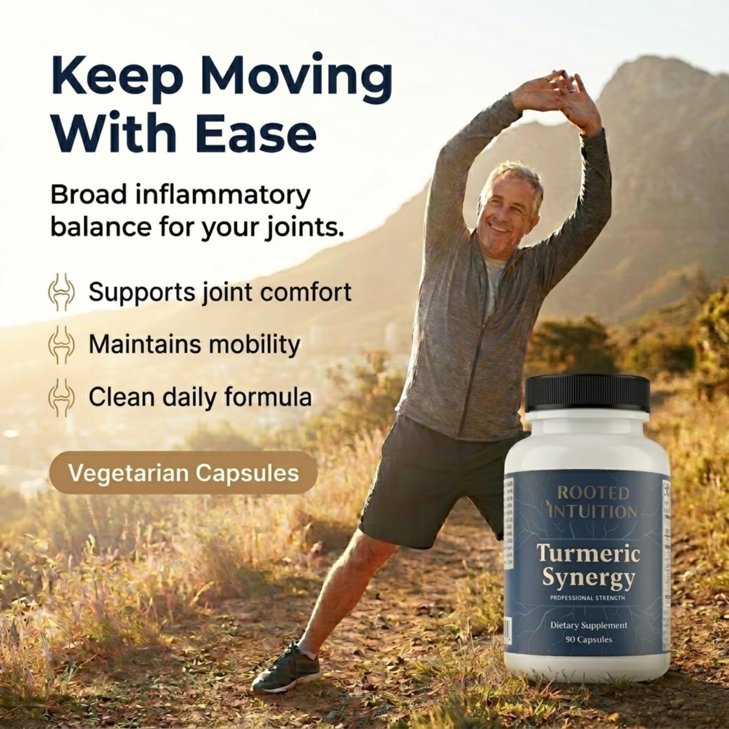 Rooted Intuition Turmeric Curcumin Matrix with Quercetin, Bromelain & Rutin, Inflammation & Joint Support, 90 Capsules