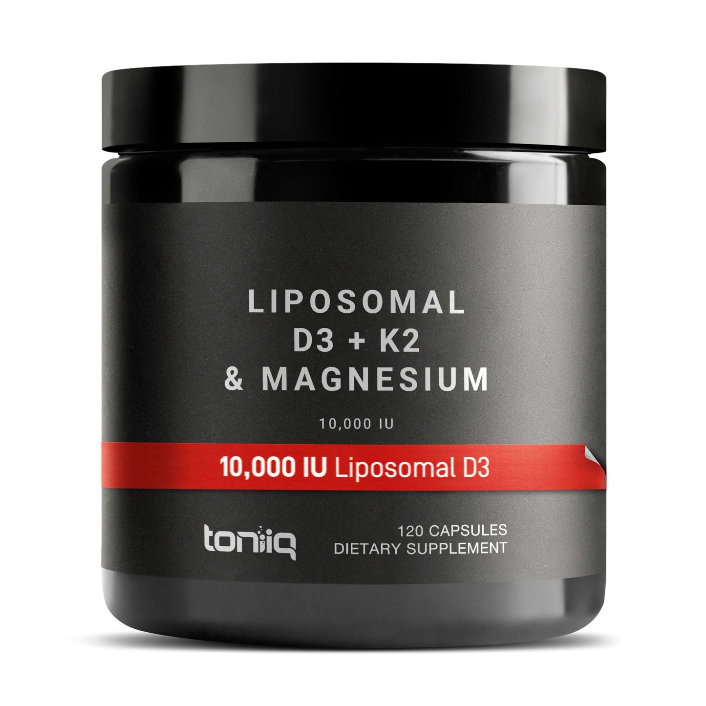 Toniiq Liposomal Vitamin D3 K2 Magnesium Supplement Capsules, 10,000IU, 120 Count