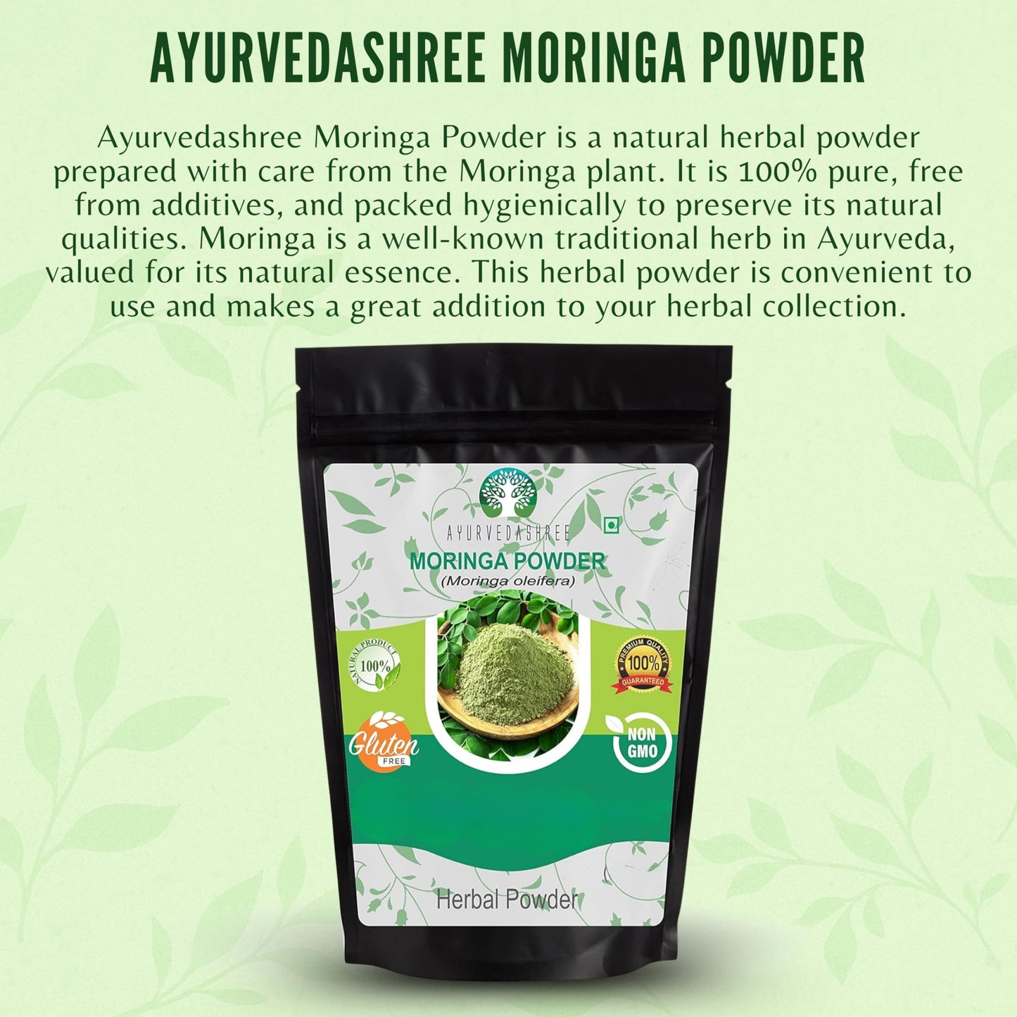 AYURVEDASHREE Moringa Leaf Powder 50 Gm, 1.76 oz