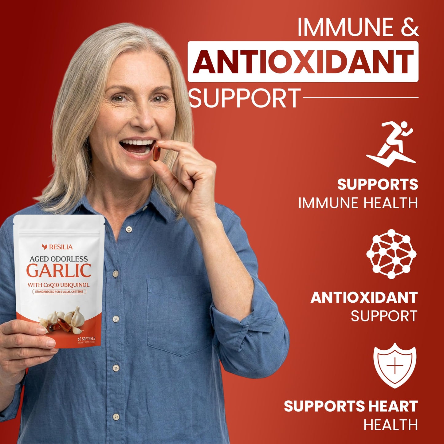 Resilia Odorless Aged Garlic Extract Capsules 60 Count