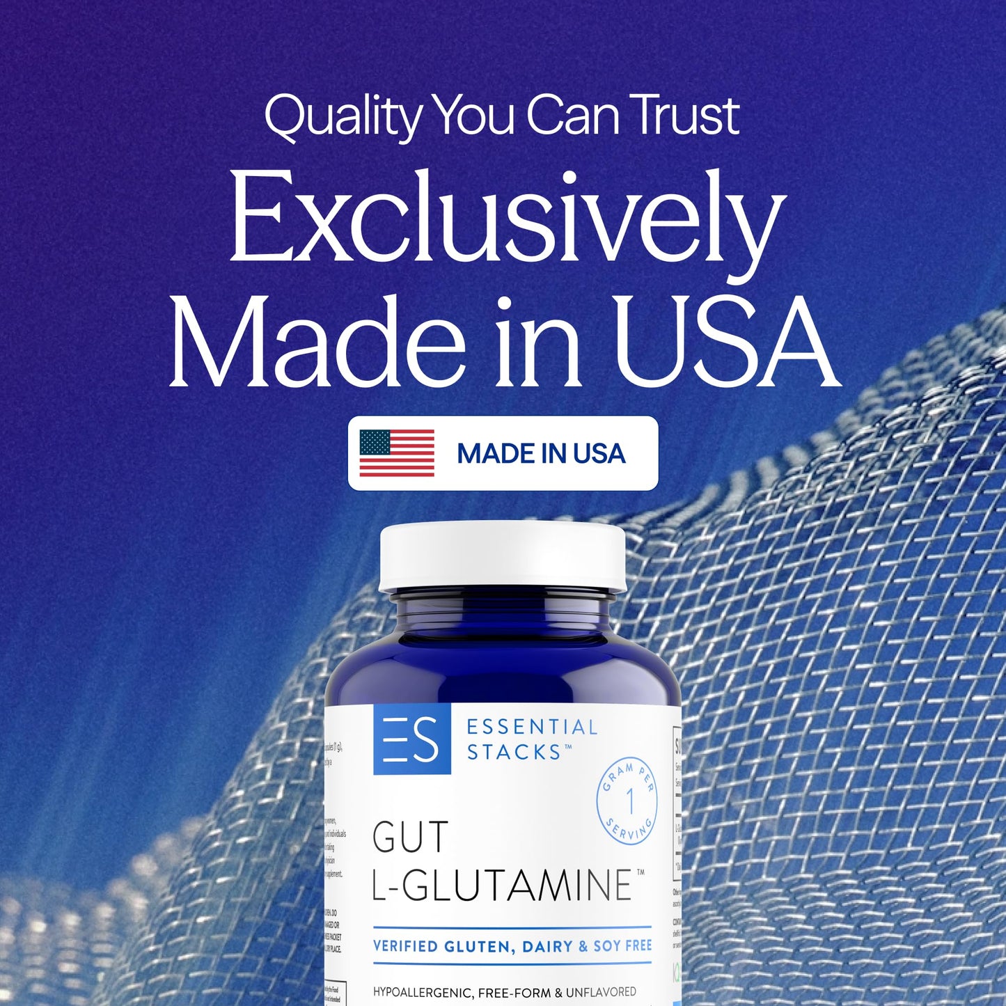 Essential Stacks Gut L-Glutamine 1000mg Capsules, 120 Capsules