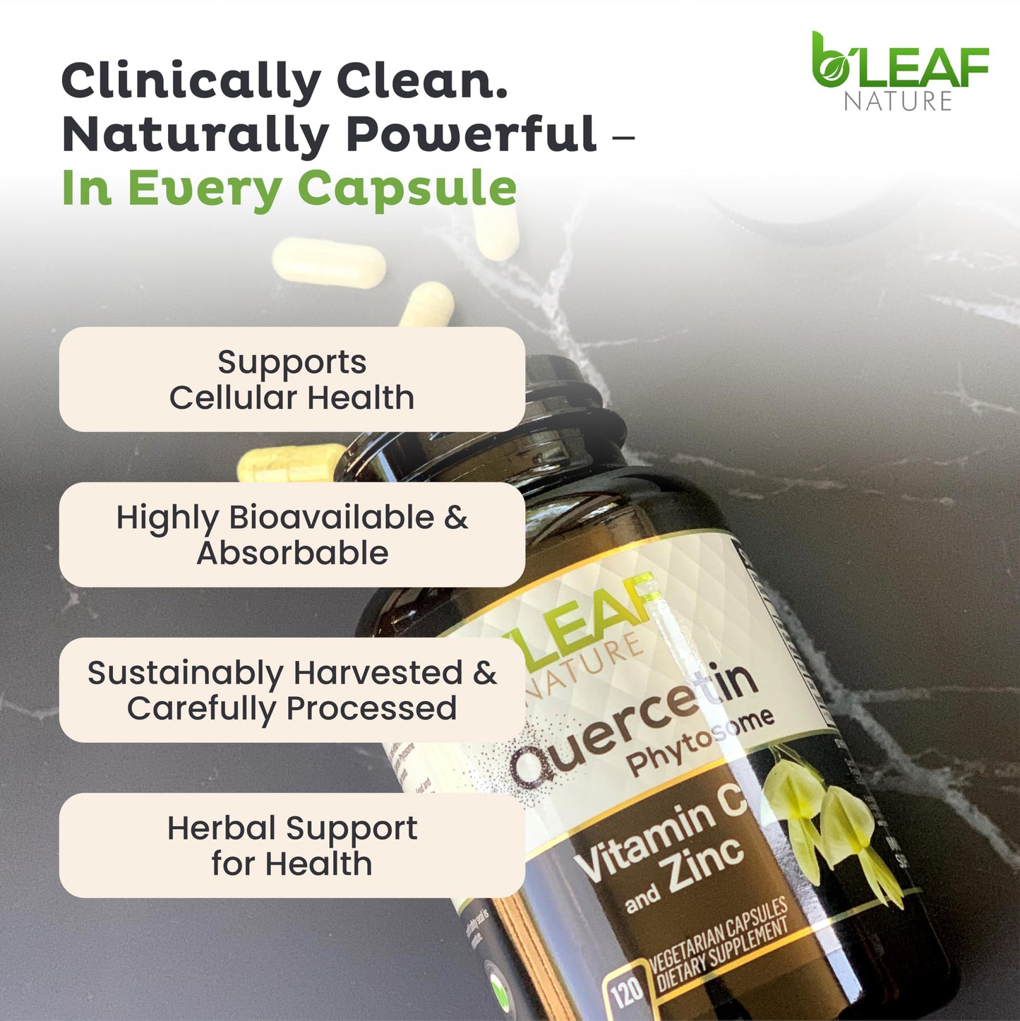 B'LEAF NATURE Quercetin Phytosome Capsules 120 Count