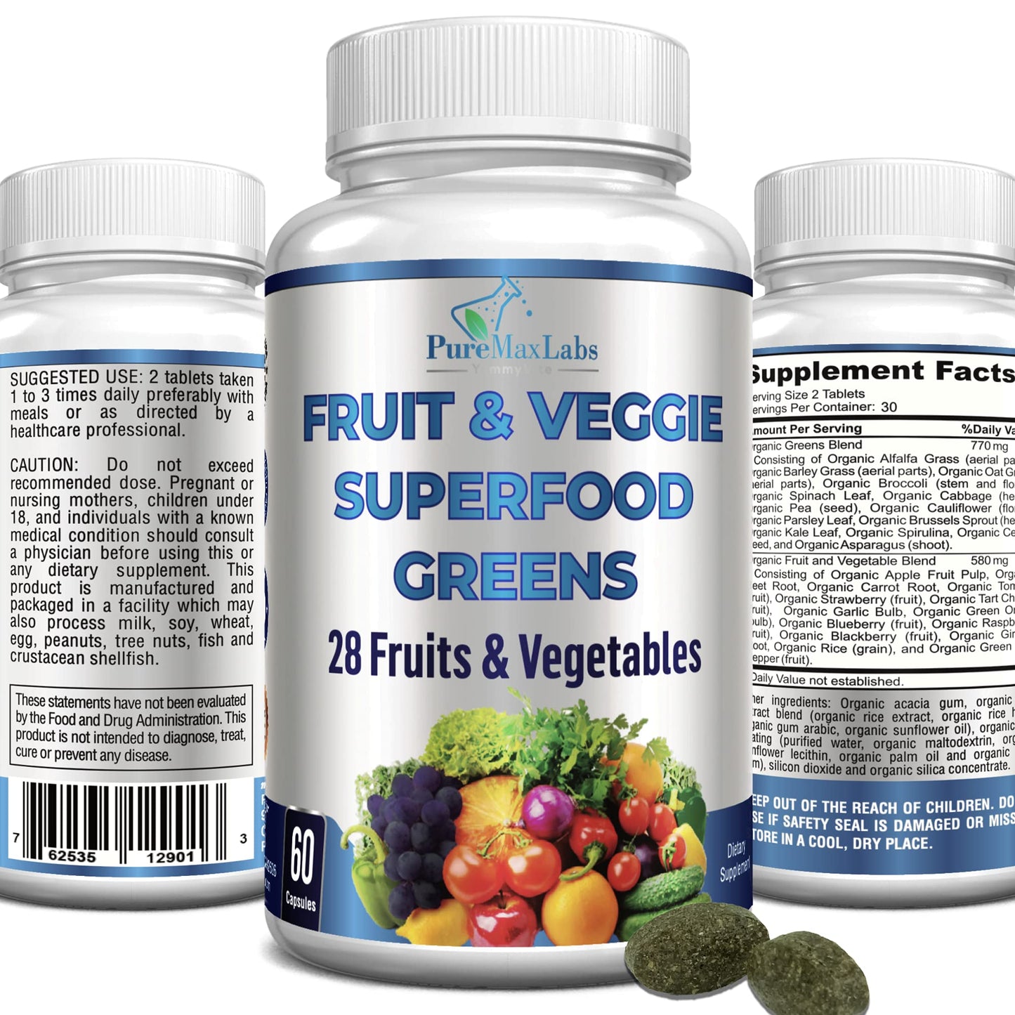 YUMMYVITE Fruit and Veggie Superfood Greens 60 Tablets