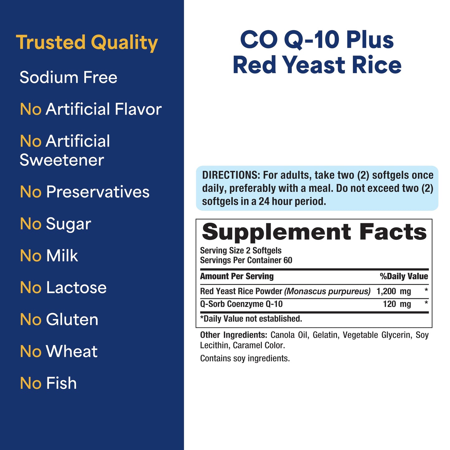 Puritan's Pride Q-Sorb CoQ10 Dietary Supplement with Red Yeast Rice Softgels, 120 Softgels