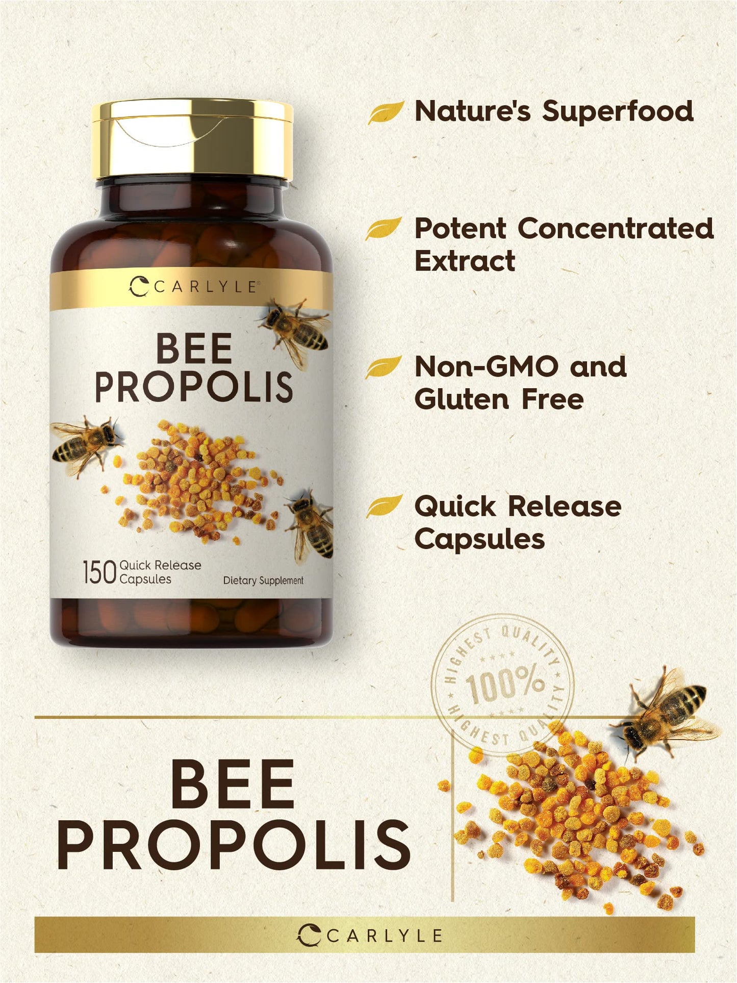 Carlyle Bee Propolis Capsules 150 Count