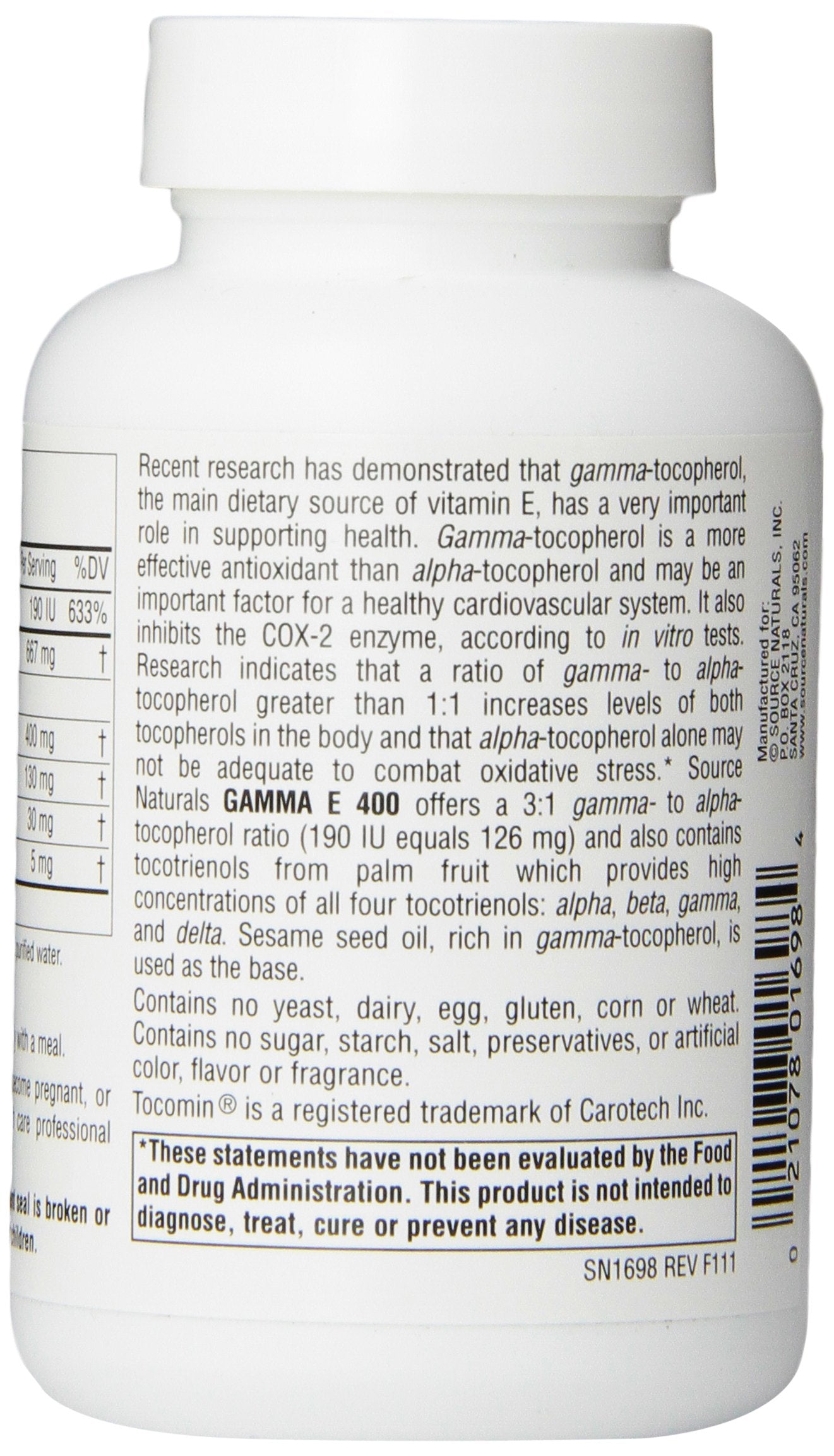 Source Naturals Gamma E 400 Softgels, 60 Count