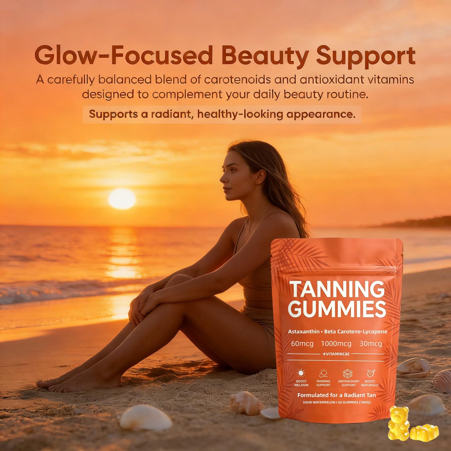 POSOJPIP Skin Tanning Gummies, 1 Count