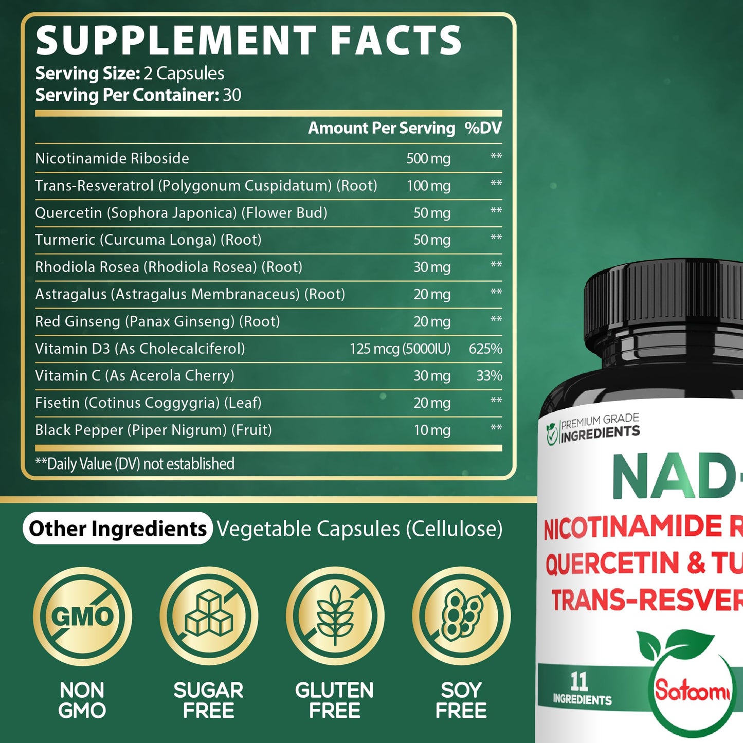 Satoomi NAD Supplement for Women Capsules 60 Count