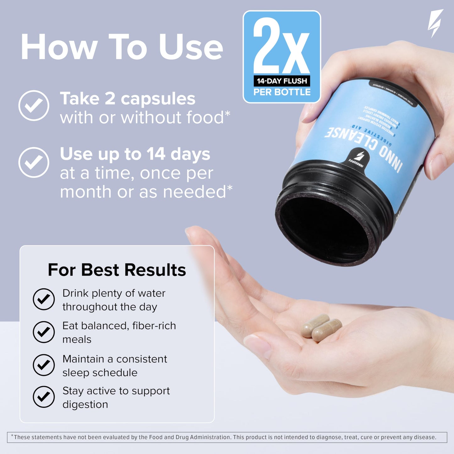 InnoSupps Inno Cleanse 14 Day Colon & Detox Flush, Waist Trimming Complex, Gut Cleanse, Digestive System Support, Stool Softener & Reduced Bloating & Occasional Constipation Relief, 180 Capsules
