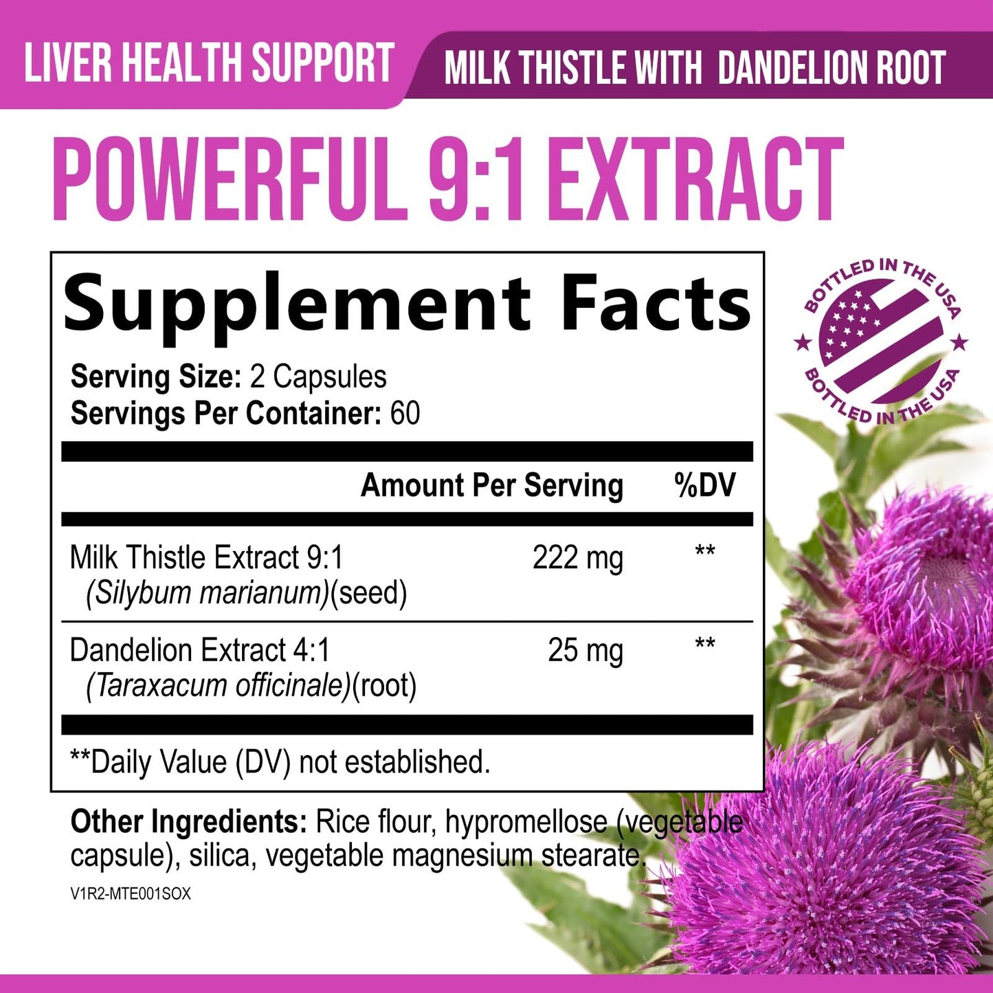 Health Nutrition Naturals Milk Thistle Supplement with Dandelion Root Extract Liver Health Support Capsules 120