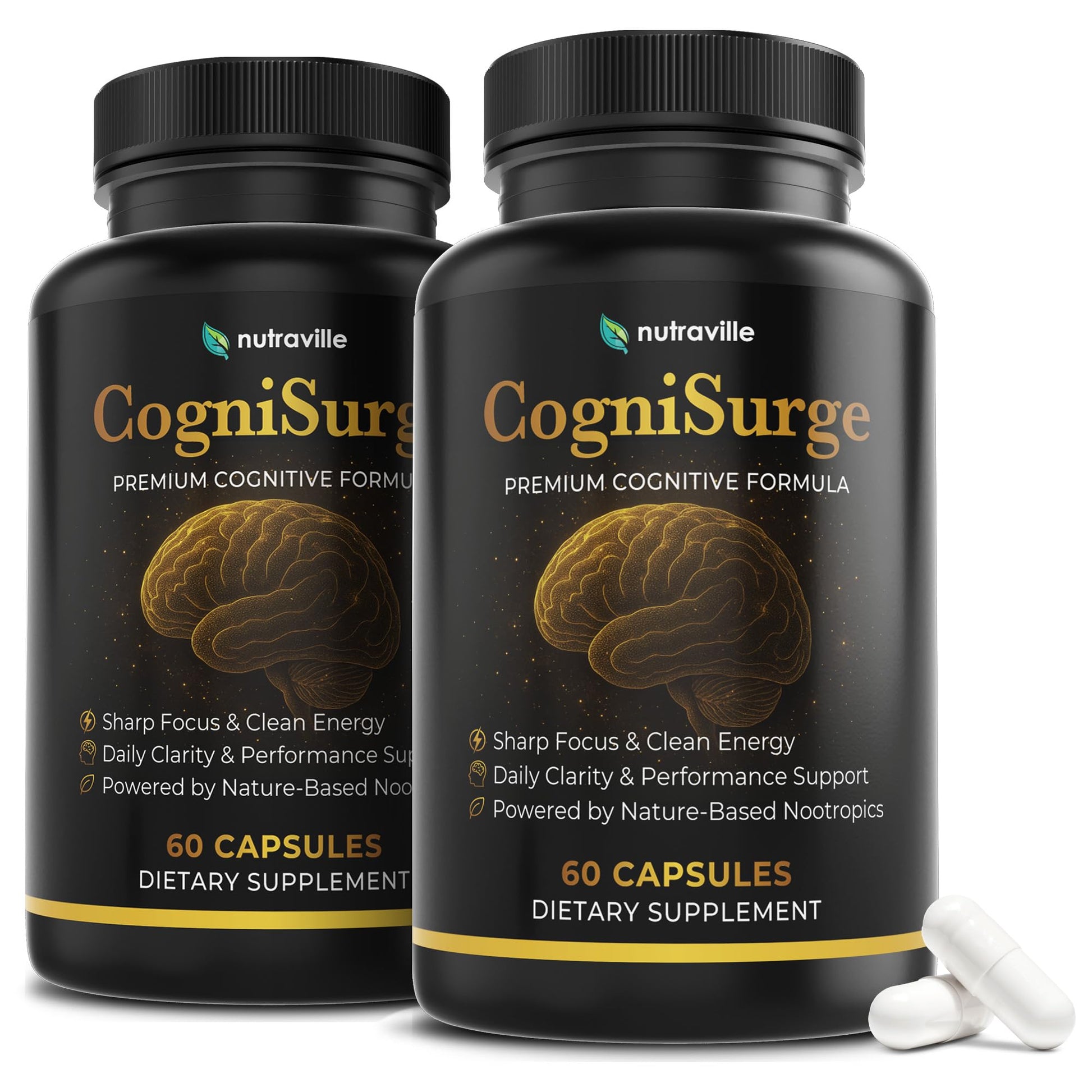 Nutraville CogniSurge Nootropics Brain Support Supplement Capsules, 120 Count