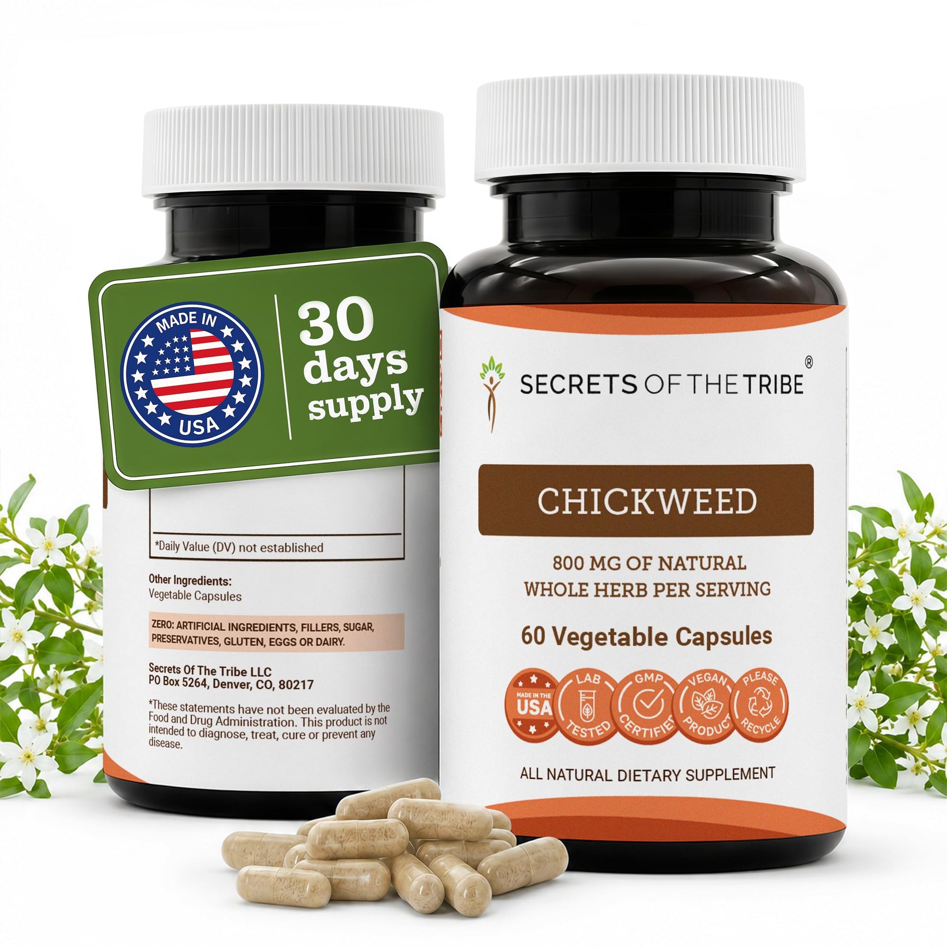 Secrets of the Tribe Chickweed Capsules 60 Capsules