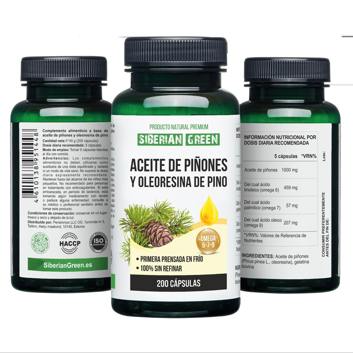 Siberian Green Pine Nut Oil with Pine Resin Softgels, 200 Softgels