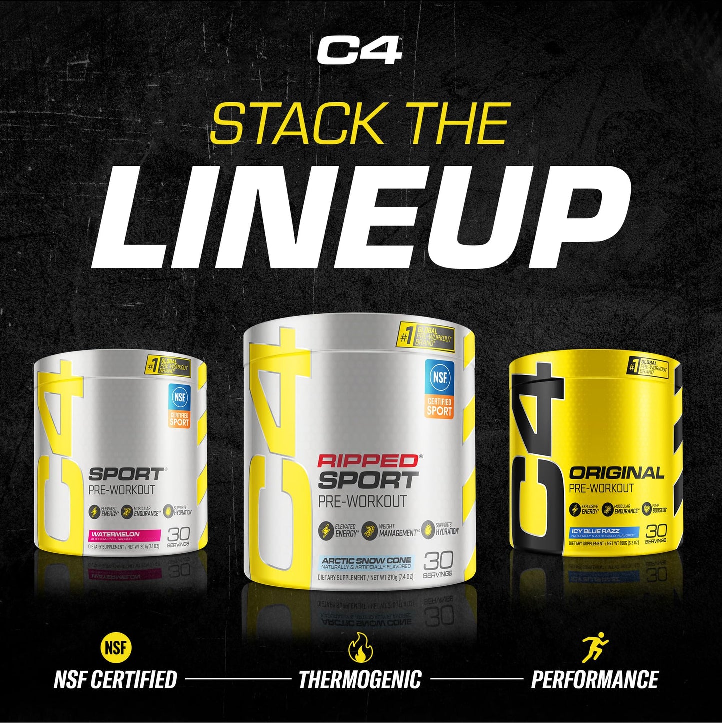 C4 Ripped Sport Pre Workout Powder Arctic Snow Cone, 7.4 oz, 30 Servings