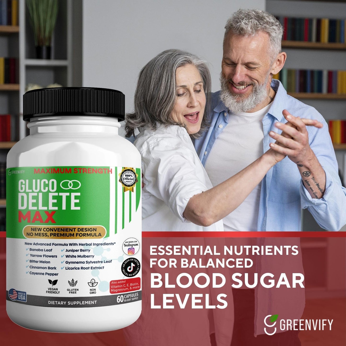GREENVIFY Gluco Delete Max Maximum Strength Blood Sugar Supplement Capsule, 60 Capsules
