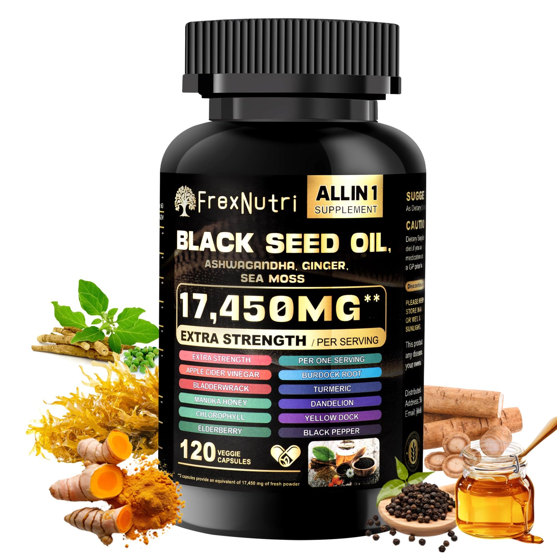 FrexNutri Sea Moss & Black Seed Oil 120 Capsules