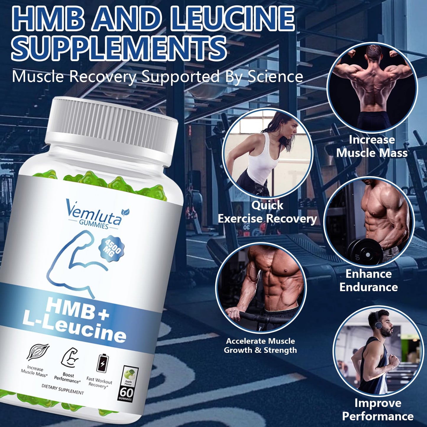 Vemluta HMB & Leucine Gummies, 120 Count