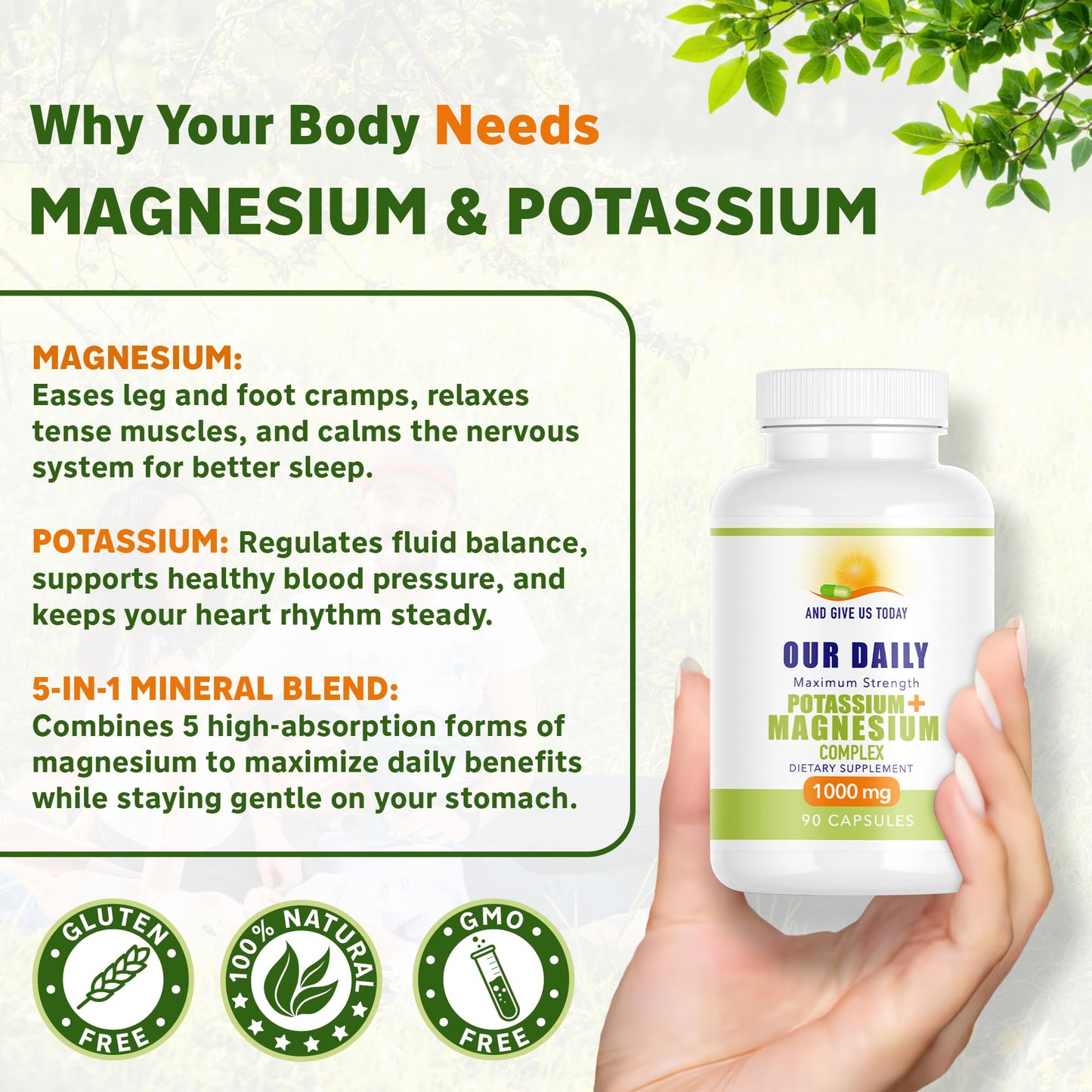 AND GIVE US TODAY OUR DAILY Daily Vites Potassium Magnesium Supplement 1000mg – Potassium 500mg & Magnesium 500mg – Magnesium Aspartate, Glycinate, Oxide, Gluconate & Citrate – Muscle, Heart & Electrolyte Support Capsules 90 Count