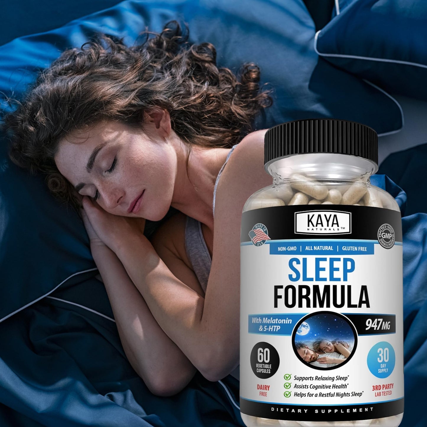 Kaya Naturals Sleep Support Formula with Melatonin Capsules 60 Count