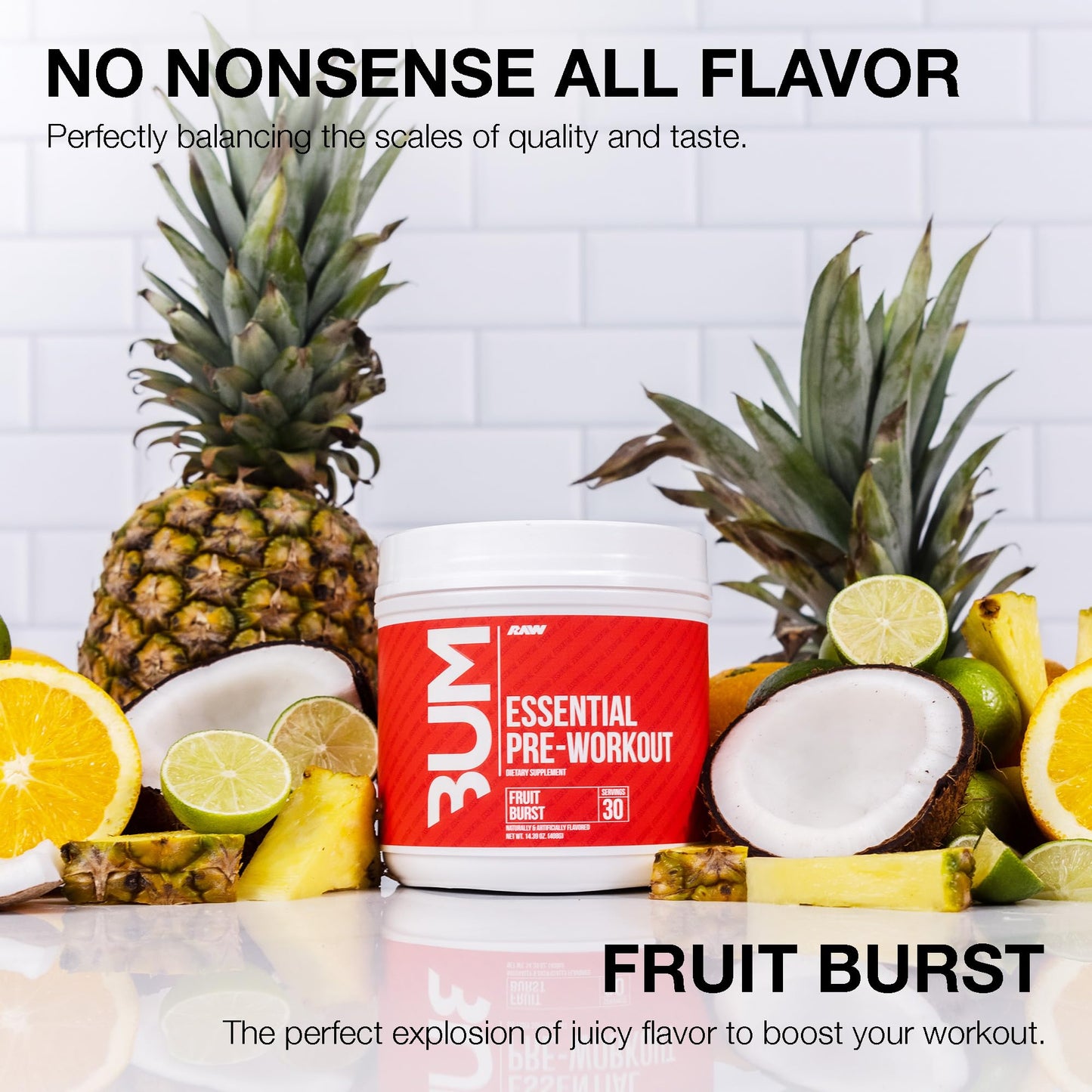 RAW Essential Pre-Workout Powder (Fruit Burst) 14.29 oz