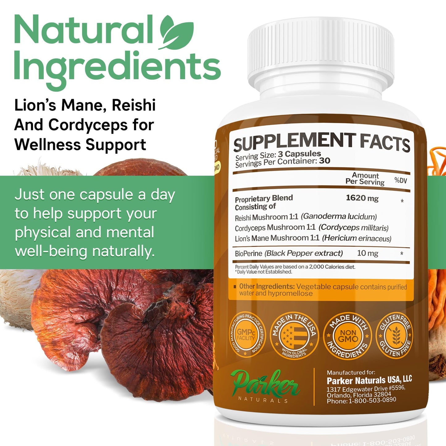 Parker Naturals Mushroom Complex Capsules 90 Count
