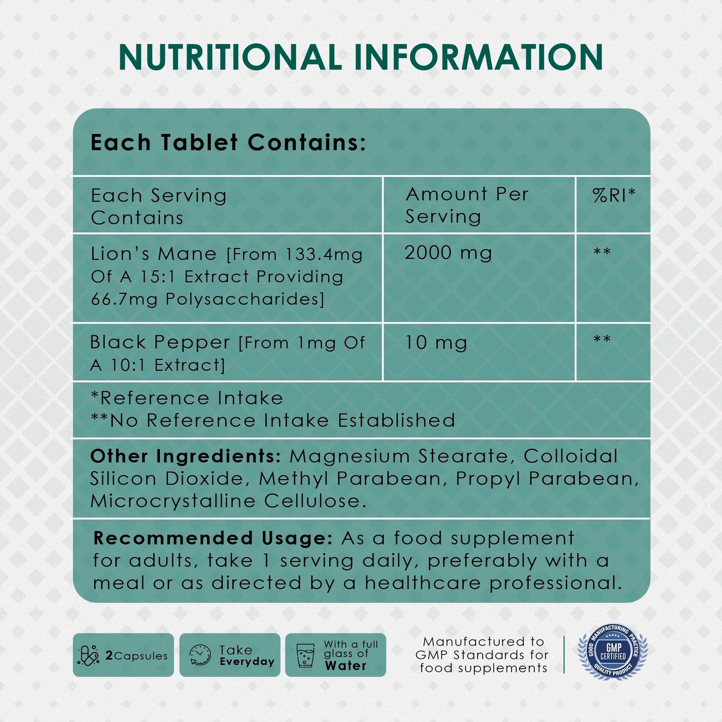 AMBROSIAL Lion's Mane with Black Pepper - 2000 mg, 120 Tablets