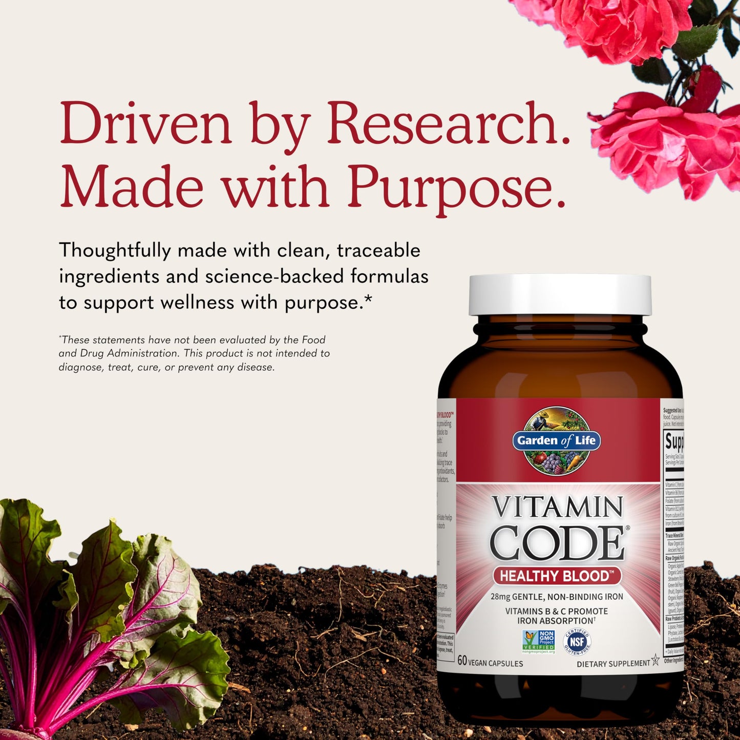 Garden of Life Vitamin Code Healthy Blood Iron Supplement for Women 60 Capsules