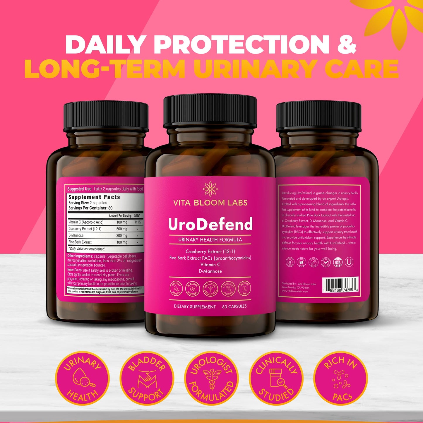 Vita Bloom Labs UroDefend UTI Protection Formula 60 Capsules