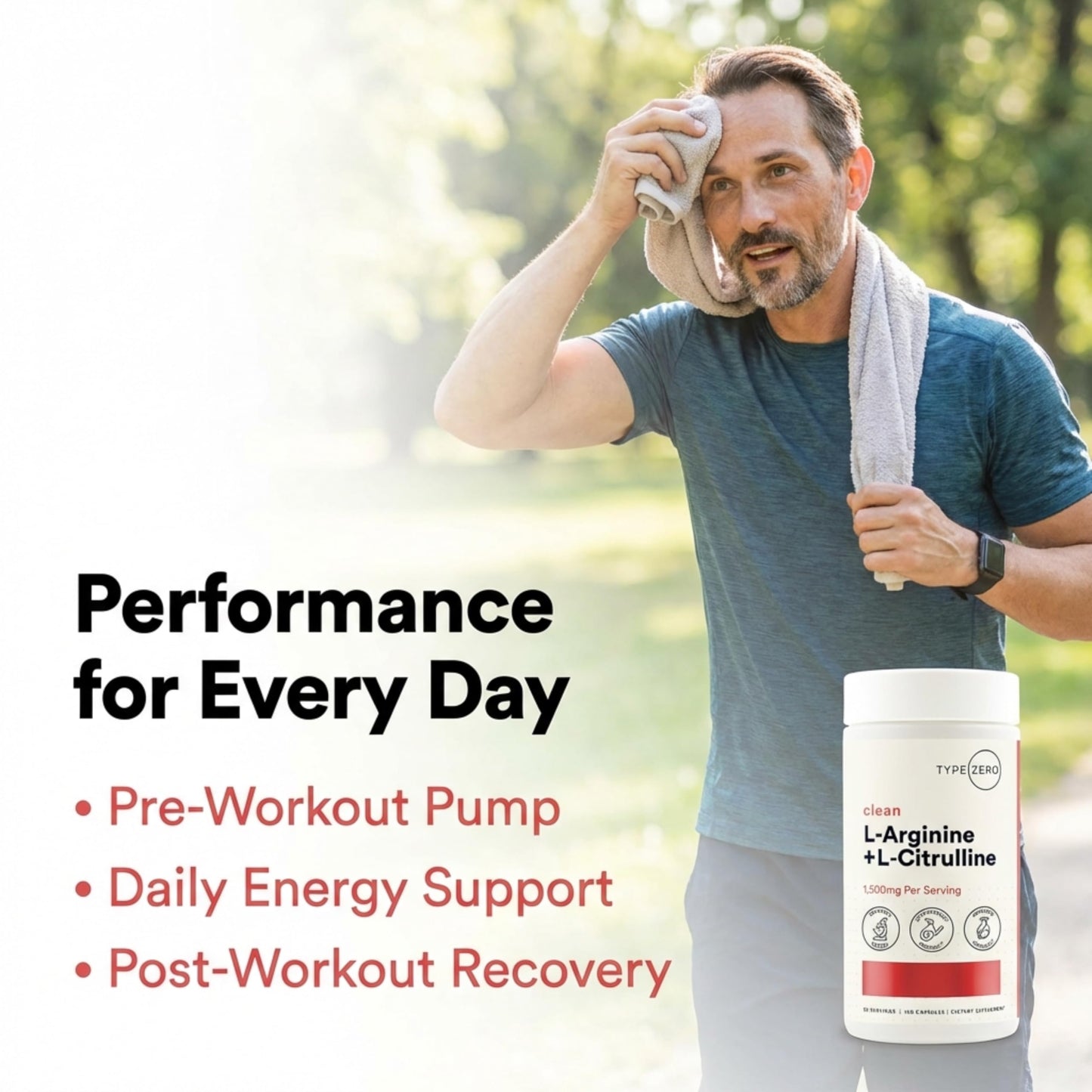 Type Zero L-Arginine + L-Citrulline Supplement (1500mg) Capsules, 180 Capsules