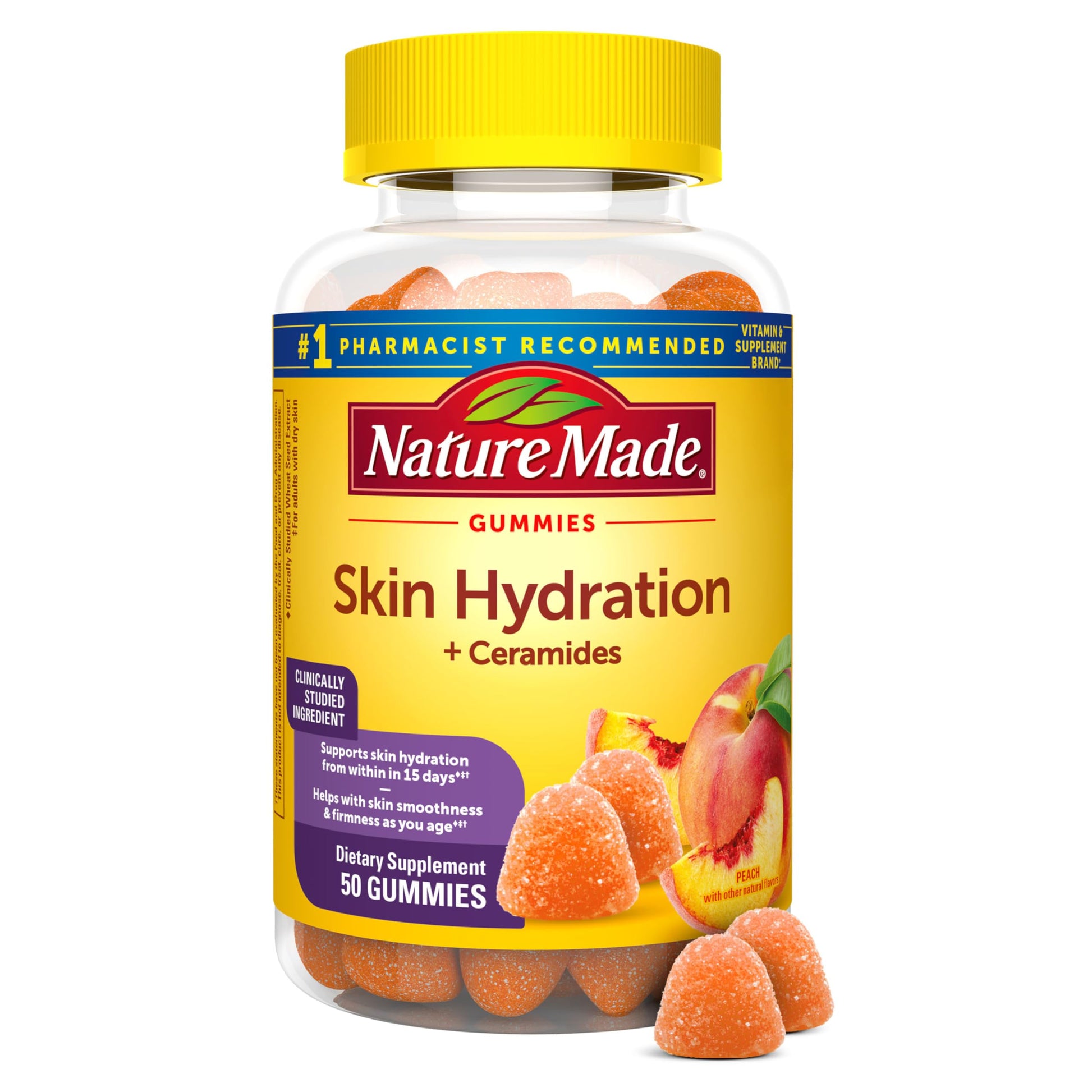 Nature Made Skin Hydration Gummies Plus Plant-Sourced Ceramides Gummy 50
