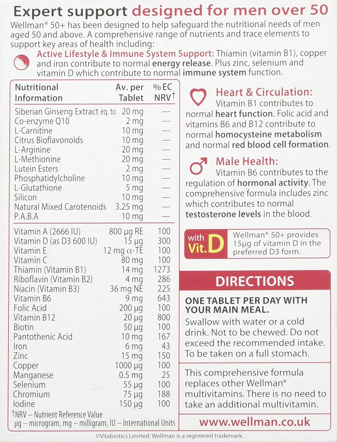 Wellman Multivitamins Tablets 120 Tablets