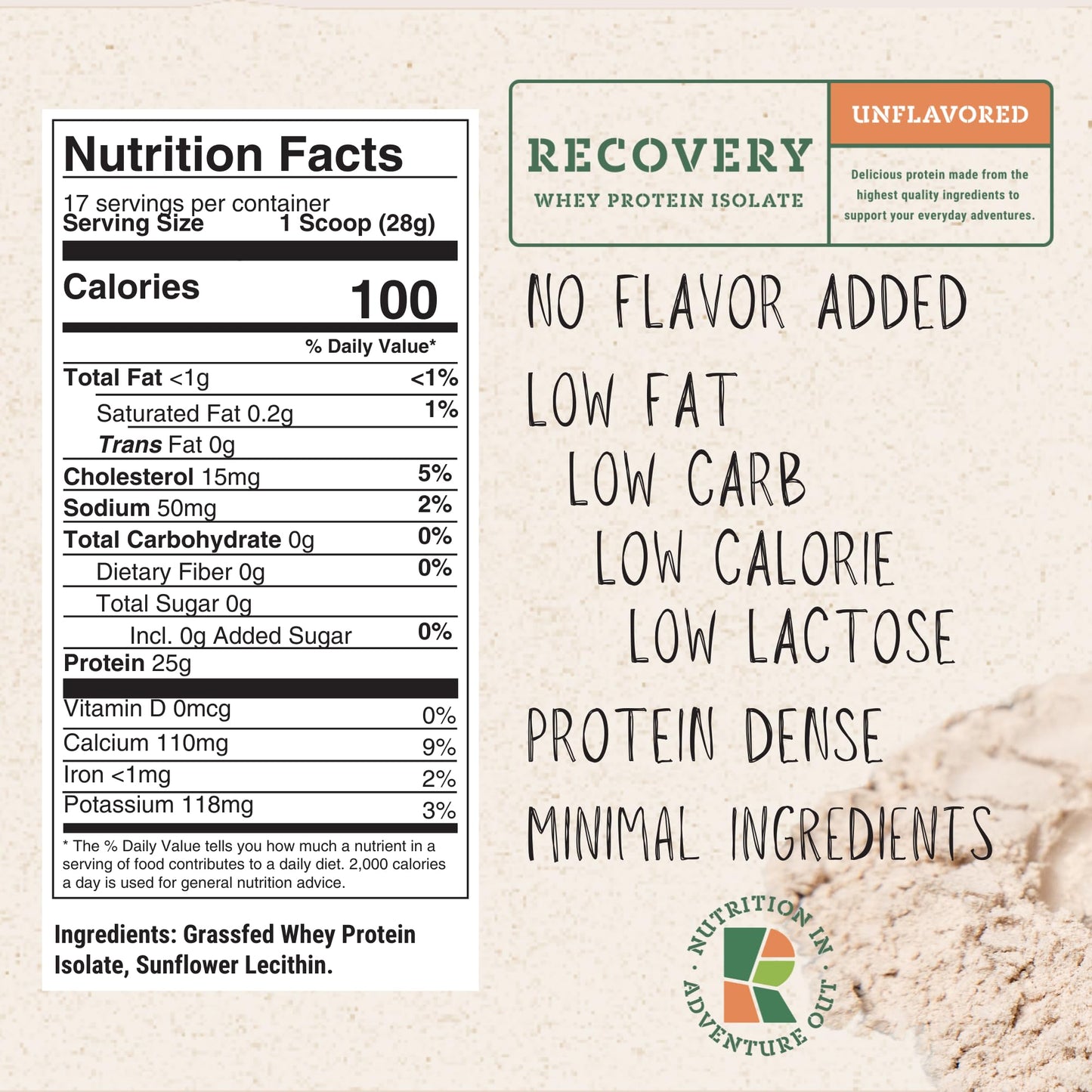 Realand Whey Protein Isolate Grass-Fed Protein Powder, 21 Servings